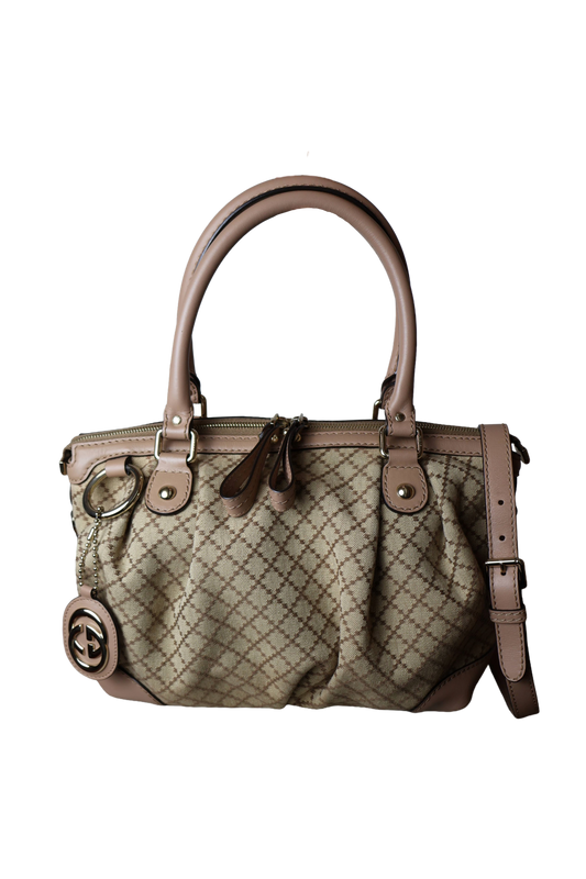 Gucci Diamante Canvas Sukey Satchel
