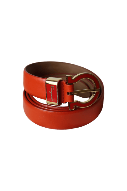 Salvatore Ferragamo Orange Gancini Belt