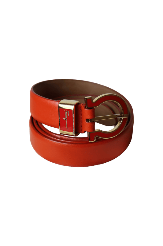 Salvatore Ferragamo Orange Gancini Belt