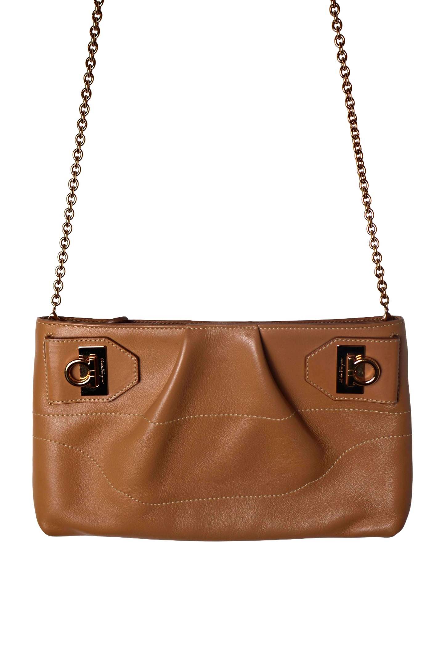 Salvatore Ferragamo Gancini Leather Clutch and Shoulder Bag