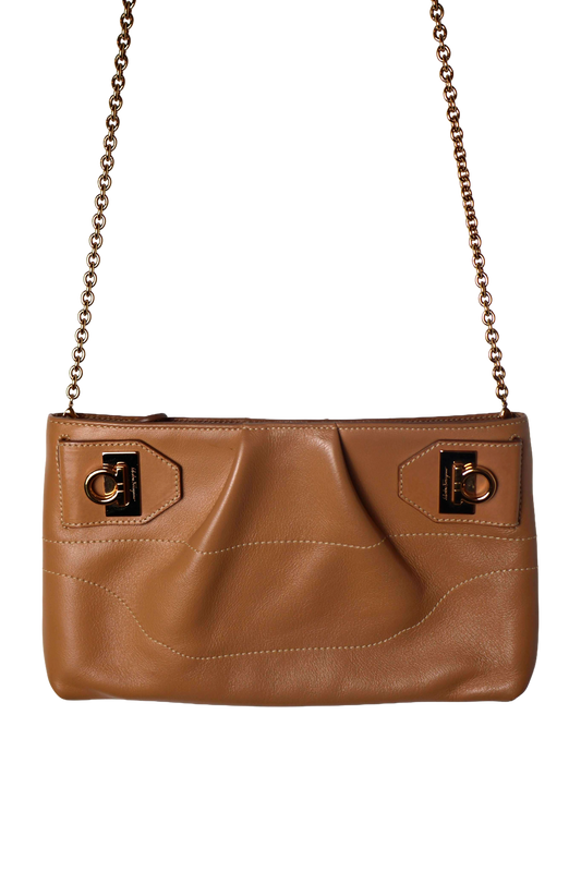 Salvatore Ferragamo Gancini Leather Clutch and Shoulder Bag