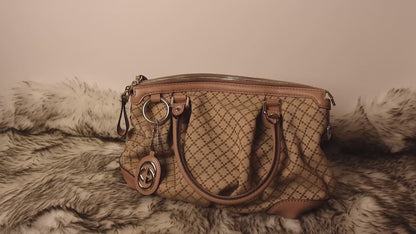Gucci Diamante Canvas Sukey Satchel