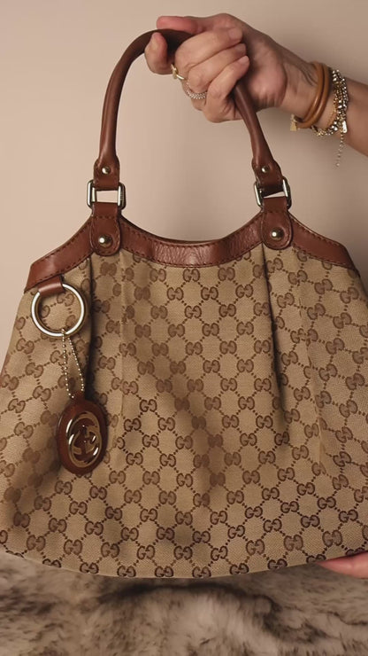 Gucci GG Canvas Sukey Brown Tote Bag