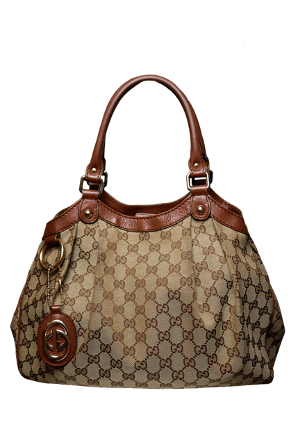 Gucci GG Canvas Sukey Brown Tote Bag